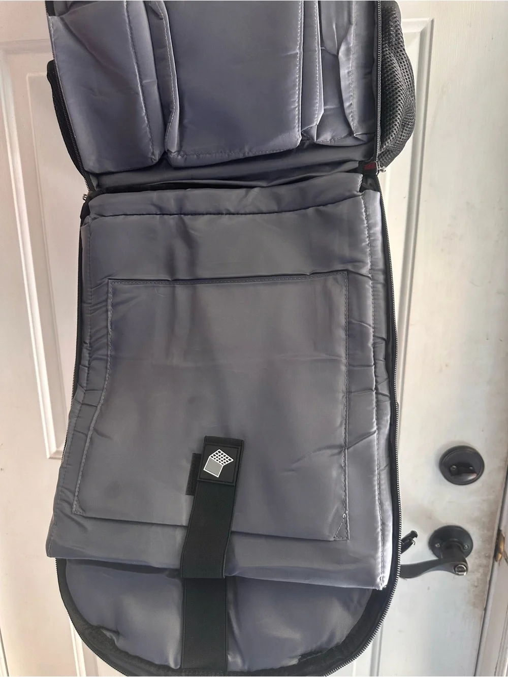 Black Travel lunch bag Backpack with White Trim